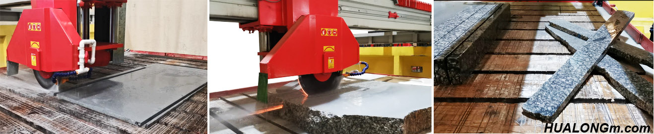 Cutting by bridge saw machine granite